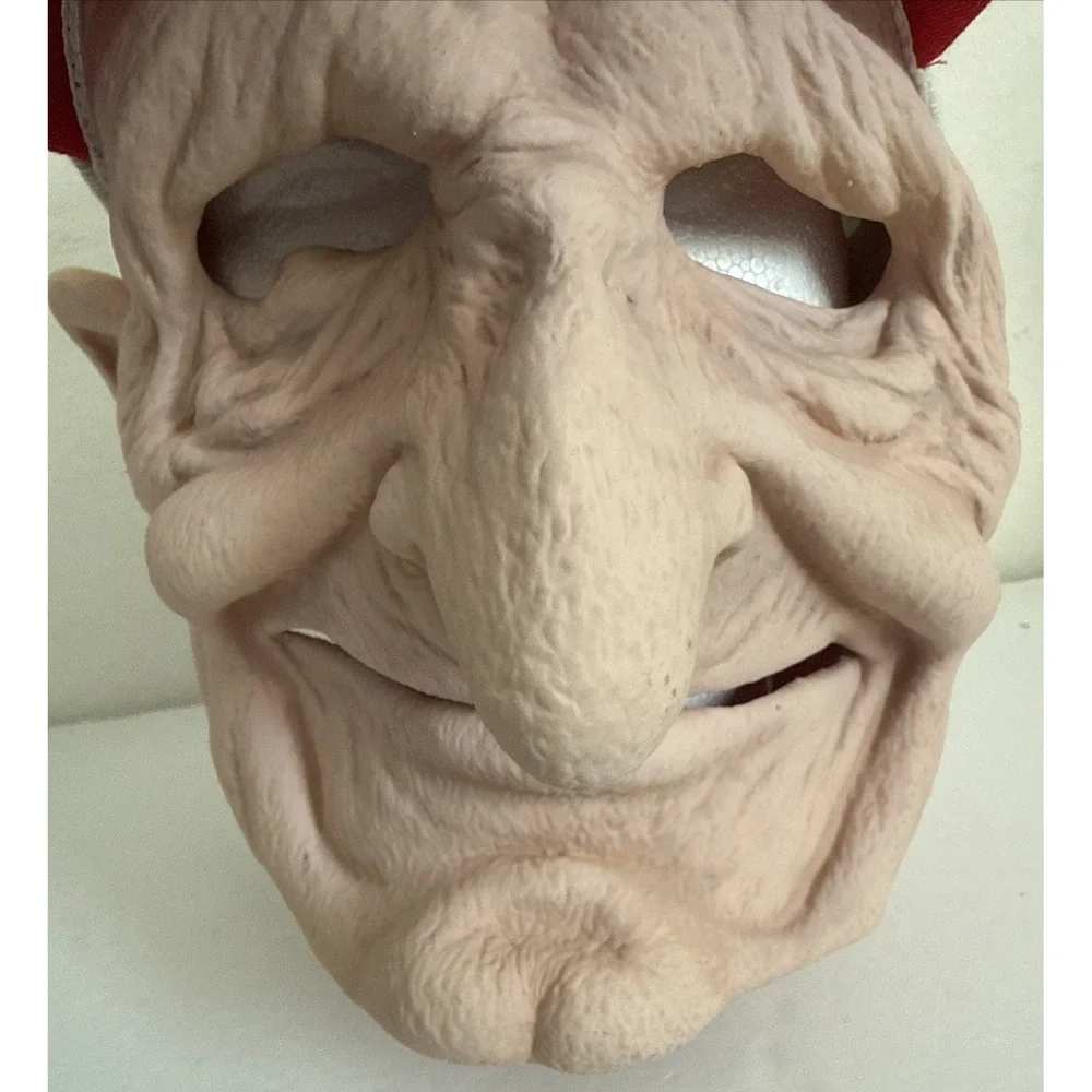 Old Man Adult Latex Full Face Mask " I ❤️Bingo"  Hat Creepy Face With Ball Cap - Picture 11 of 11